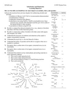 OCHeM.com  ©1999 Thomas Poon Substitution and Elimination Learning Objectives