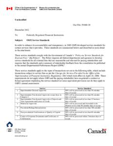 OSFI Service Standards (Letter)