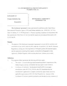 u.s. ENVIRONMENTAL PROTECTION AGENCY WASHINGTON, D.C. In the matter of: Pramac Industries, Inc. Respondent.