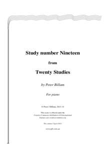 Study number Nineteen from Twenty Studies by Peter Billam For piano