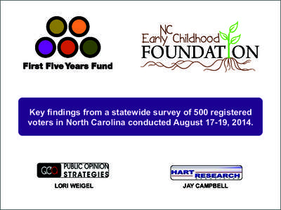 Key findings from a statewide survey of 500 registered voters in North Carolina conducted August 17-19, 2014. LORI WEIGEL 13252