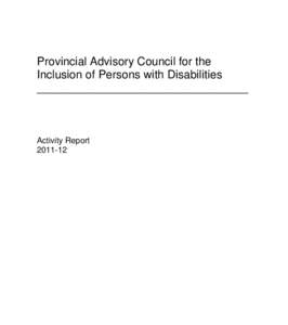 Provincial Advisory Council for the Inclusion of People with Disabilities