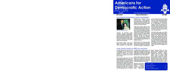 ADA TODAY  A Newsletter for Liberal Activists ada elects galbraith biographer, richard parker, president Delegates to the 2008 National Convention