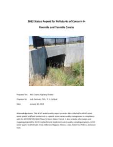 2012 Status Report for Pollutants of Concern in Fivemile and Tenmile Creeks Prepared for:  Ada County Highway District