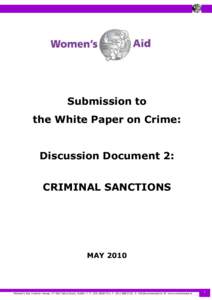 Submission to the White Paper on Crime: Discussion Document 2: CRIMINAL SANCTIONS