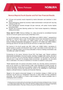 News Release  Nomura Reports Fourth Quarter and Full Year Financial Results   