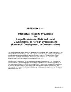 APPENDIX C – 1 Intellectual Property Provisions For Large Businesses, State and Local Governments, or Foreign Organizations (Research, Development, or Demonstration)