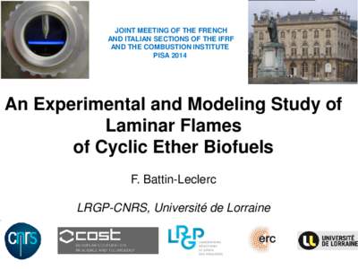 JOINT MEETING OF THE FRENCH AND ITALIAN SECTIONS OF THE IFRF AND THE COMBUSTION INSTITUTE PISA[removed]An Experimental and Modeling Study of