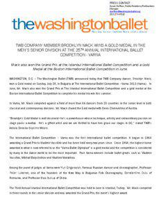 Year of birth missing / Prix Benois de la Danse winners / Ballerinas / Ballet competitions / Vladimir Malakhov / Ballet company / International Ballet Competition / Washington Ballet / USA International Ballet Competition / Dance / Ballet / Danseurs