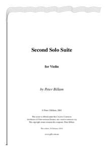 Second Solo Suite for Violin by Peter Billam  © Peter J Billam, 2003