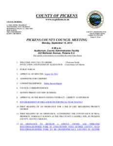 COUNTY OF PICKENS www.co.pickens.sc.us COUNCIL MEMBERS G. NEIL SMITH