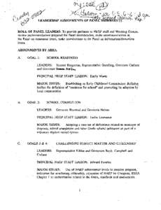 ROLE OF PANEL LEADERS. To provide guidance to NEGP staff and Working Groups, review recommenda!ions prepared for Panel -consideration, make recommendations t~ the Panel on consensus items, make introductions to the Panel