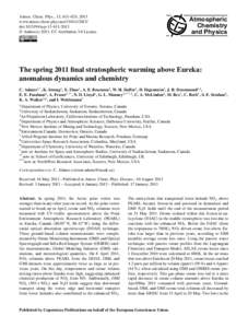 Earth / Oxygen / Atmosphere / Environmental chemistry / Pollutants / Ozone layer / Ozone / Polar vortex / Eureka /  Nunavut / Atmospheric sciences / Ozone depletion / Meteorology