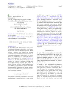 Not Reported in F.Supp.2d FOR EDUCATIONAL USE ONLY Not Reported in F.Supp.2d, 2004 WL[removed]S.D.Ind.) Miller v. Heritage Products, Inc. S.D.Ind.,2004.