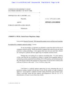 Case 1:11-cv[removed]ALC-AJP Document 96  Filed[removed]Page 1 of 49 UNITED STATES DISTRICT COURT SOUTHERN DISTRICT OF NEW YORK