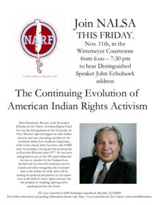 Join NALSA THIS FRIDAY, Nov. 11th, in the Wittemeyer Courtroom from 6:oo – 7:30 pm