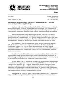 U.S. Department of Transportation Office of Public Affairs Washington, D.C. www.dot.gov/affairs/briefing.htm  News