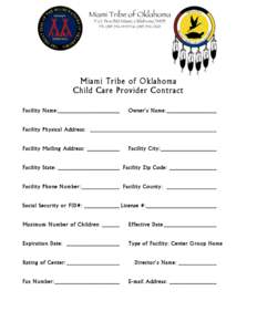 Miami Tribe of Oklahoma Child Care Provider Contract Facility Name: _____________________ Owner’s Name: _________________