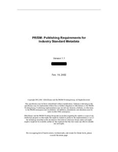 PRISM : Publishing Requirements for Industry Standard Metadata