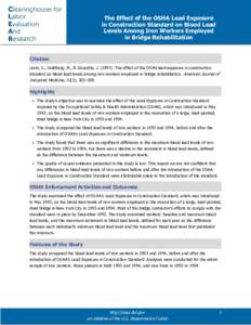 The Effect of OSHA Lead Exposure in Construction Standard on Blood Lead Levels Among Iron Workers Employed in Bridge Rehabilitation