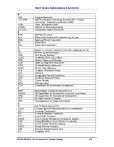 Stern Review Abbreviations & Acronyms A AAs ACT MAP ADB AOSIS