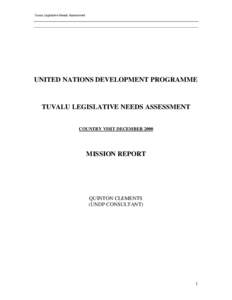 Tuvalu Legislative Needs Assessment  UNITED NATIONS DEVELOPMENT PROGRAMME
