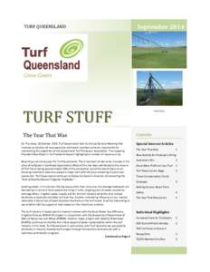 TURF QUEENSLAND  September 2014 TURF STUFF The Year That Was