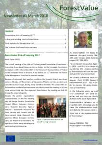 1  Newsletter #1 March 2018 Content ForestValue: kick-off meeting 2017...…………………..……………………………....1