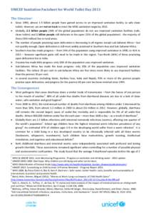 UNICEF Sanitation Factsheet for World Toilet Day 2013 The Situation1    