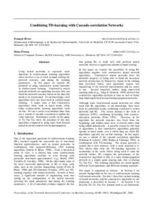 Combining TD-learning with Cascade-correlation Networks