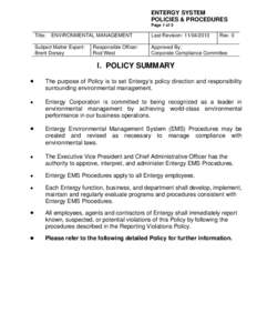 ENTERGY SYSTEM POLICIES & PROCEDURES Page 1 of 5 Title: