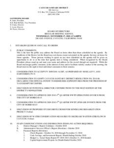 CAYUCOS SANITARY DISTRICT 200 Ash Ave. P.O. Box 333, Cayucos, California[removed]3290 GOVERNING BOARD R. Enns, President