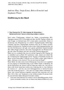 Hinz / Kinne / Kruschel / Winter (Hg.), Von der Zukunft her denken ISBN3 Andreas Hinz, Tanja Kinne, Robert Kruschel und Stephanie Winter Einführung in den Band