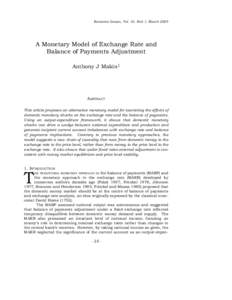 Economic Issues, Vol. 10, Part 1, March[removed]A Monetary Model of Exchange Rate and Balance of Payments Adjustment Anthony J Makin1