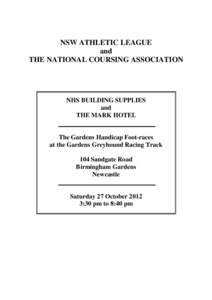 NSW ATHLETIC LEAGUE and THE NATIONAL COURSING ASSOCIATION NHS BUILDING SUPPLIES and