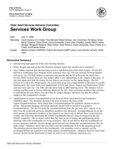 State of Illinois Rod R. Blagojevich, Governor Illinois Department on Aging Charles D. Johnson, Director  Older Adult Services Advisory Committee