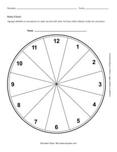 Nombre  Fecha Reloj (Clock) Agrega detalles en secuencia en cada sección del reloj. No hace falta rellenar todas las secciones.