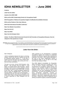 Occupational safety and health / Global health / Safety / Occupational hygiene / British Occupational Hygiene Society / WHO collaborating centres in occupational health / Control banding / Basic Occupational Health Services / WHO Collaborating Centres / Health / Industrial hygiene / World Health Organization