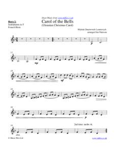 Sheet Music from www.mfiles.co.uk  Carol of the Bells Horn 2: Instruments in F