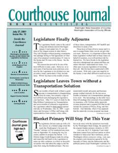 Washington State Association of Counties Washington Association of County Officials July 27, 2001 Issue No. 13