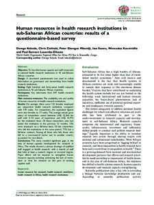 Research Journal of the Royal Society of Medicine; 2014, Vol. 107(1S) 85–95 DOI: [removed][removed]Human resources in health research institutions in sub-Saharan African countries: results of a