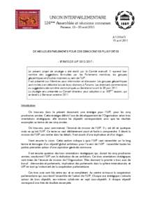 UNION INTERPARLEMENTAIRE 124ème Assemblée et réunions connexes Panama, 15 – 20 avril 2011 A/124/Inf.5 15 avril 2011