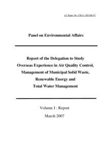 LC Paper No. CB[removed]Panel on Environmental Affairs Report of the Delegation to Study Overseas Experience in Air Quality Control,