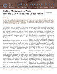 Peacekeeping / Center on International Cooperation / Middle power / Reform of the United Nations / Peacebuilding Commission / International security / Human security / Bruce D. Jones / Non-governmental organization / International relations / United Nations / Political science