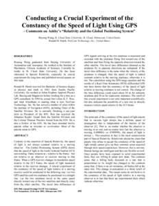 Conducting a Crucial Experiment of the Constancy of the Speed of Light Using GPS
