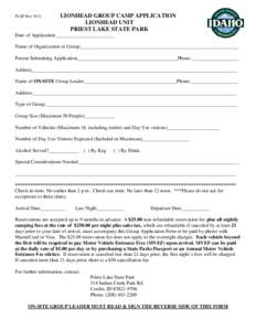 PLSP Rev[removed]LIONHEAD GROUP CAMP APPLICATION LIONHEAD UNIT PRIEST LAKE STATE PARK