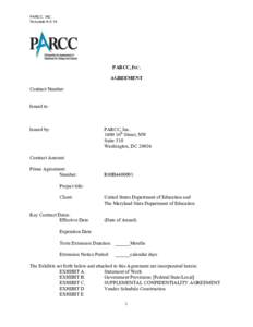 PARCC, INC. Template[removed]PARCC, INC. AGREEMENT Contract Number: