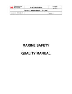 Transport Canada Marine Safety Issue Date  QUALITY MANUAL