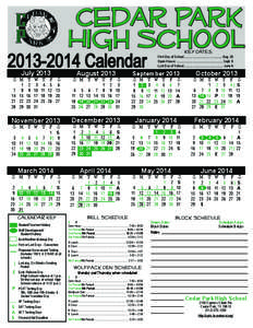 Cedar Park High School[removed]Calendar July 2013
