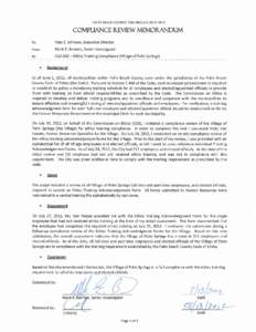 PALM BEACH COUNTY COMMISSION ON ETHICS  COMPLIANCE REVIEW MEMORANDUM To:  Alan S. Johnson, Executive Director